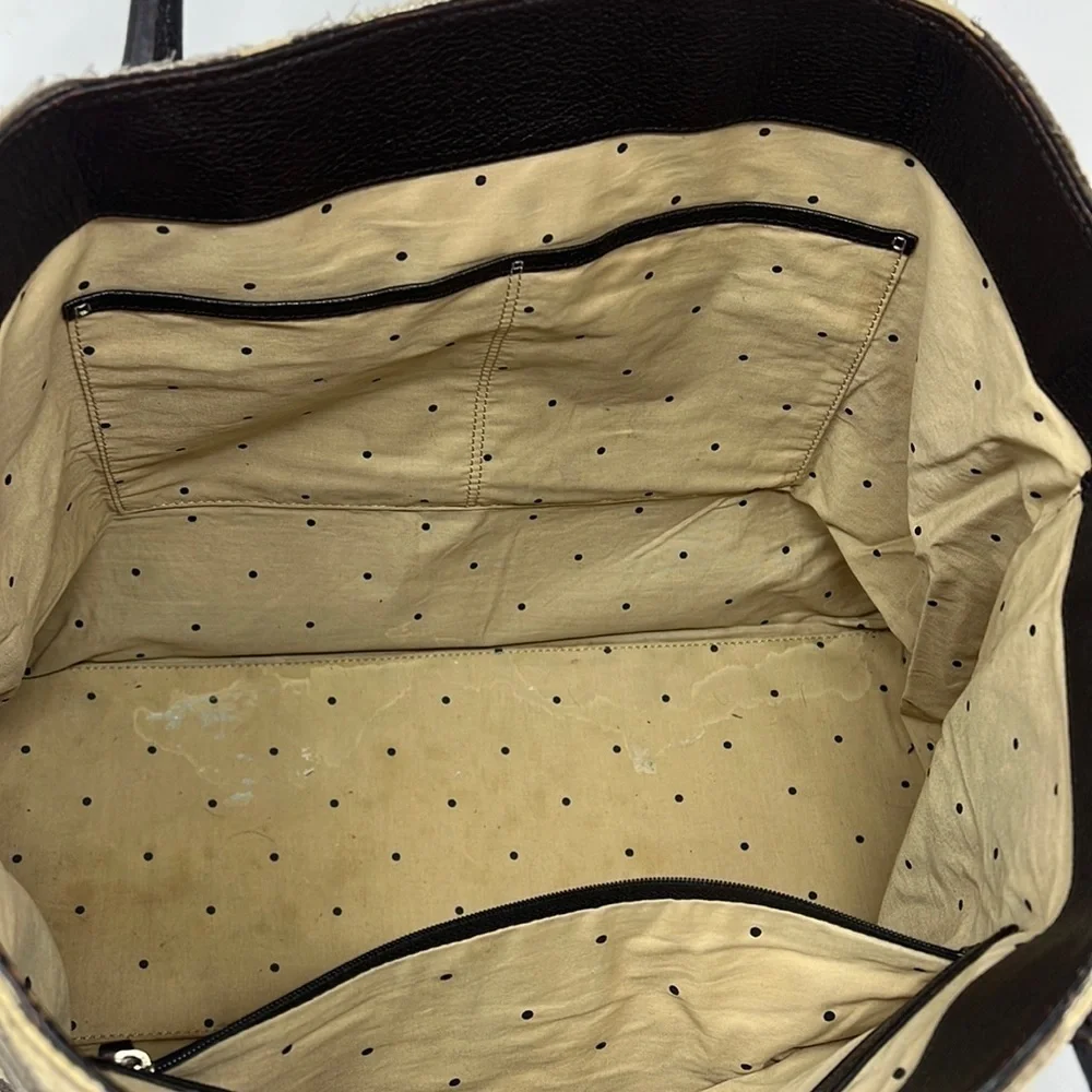 Kate Spade Rare Chenille Fabric Leather Shoulder Tote Bag